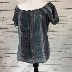 Roxy Rainbow Stripe Off the Shoulders Top